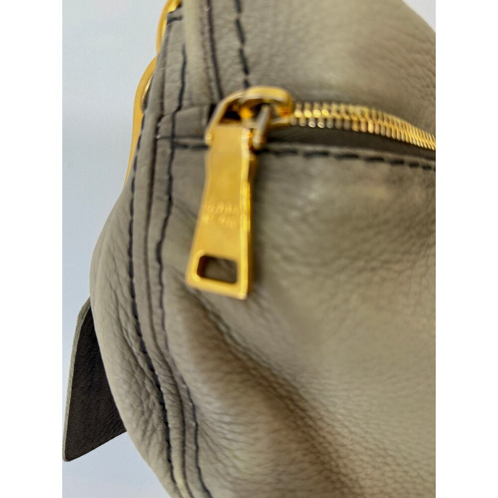 Vintage PRADA Handbag Womens Gray Deerskin Leather Cervo Flap Gold Accent COA - Picture 8 of 16